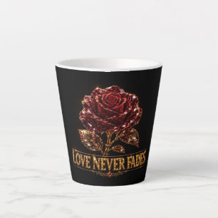 Caneca De Café Latte Rosa de Cristal Rubi – O Amor Nunca Desvanece