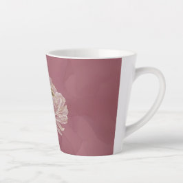 Caneca De Café Latte Rosa Desbotado Dourado Arte Linear Floral Elegante