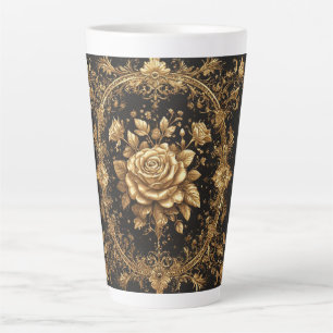 Caneca De Café Latte Rosa Dourada Luxuosa