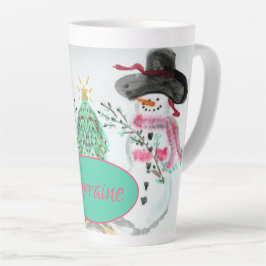 Caneca De Café Latte Rosa E Turquesa