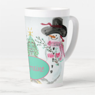 Caneca De Café Latte Rosa E Turquesa