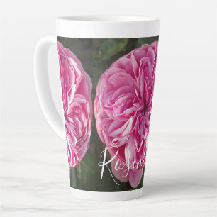 Caneca De Café Latte Rosa Flor cor-de-rosa Muita de Fotografia floral