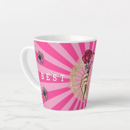 Caneca De Café Latte Rosa Personalize a brilhante cor-de-rosa fluoresce