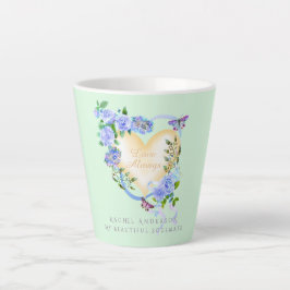 Caneca De Café Latte Rosa Romântico Azul Adorava Lata Verde Sempre