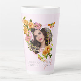 Caneca De Café Latte Rosa Rosa Rosa Romântica Adora Foto Rosa Latte Mug
