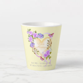 Caneca De Café Latte Rosa roxo romântico sempre beige lata
