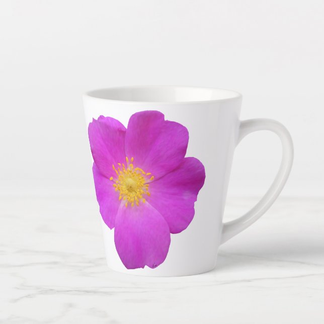 Caneca De Café Latte Rosa selvagem 2 (Direita)