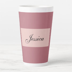Caneca De Café Latte Rosa simples e elegante moderno Dourado seu nome