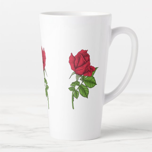 Caneca De Café Latte Rosa vermelha (Direita)