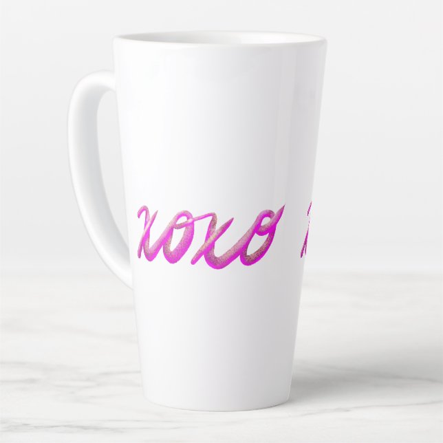Caneca De Café Latte rosa xoxo (Ângulo esquerdo)