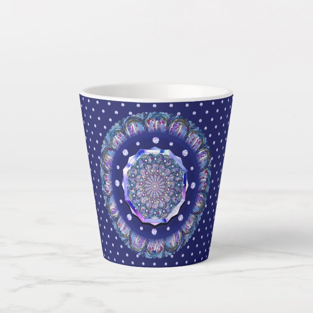 Caneca De Café Latte Rosace Azul (Frente)