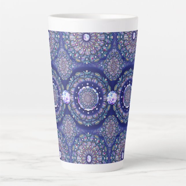 Caneca De Café Latte Rosace Azul (Frente)