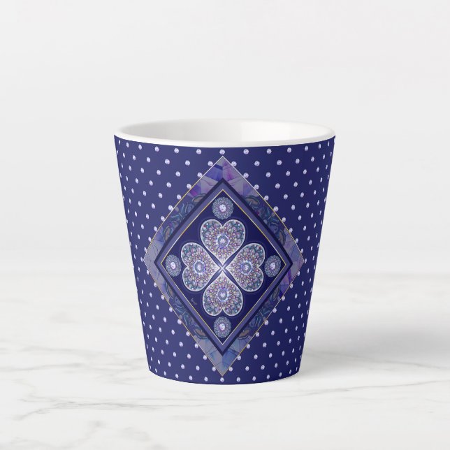 Caneca De Café Latte Rosace Azul (Frente)