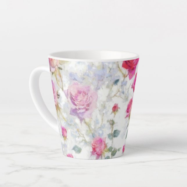 Caneca De Café Latte Rosas (Ângulo esquerdo)