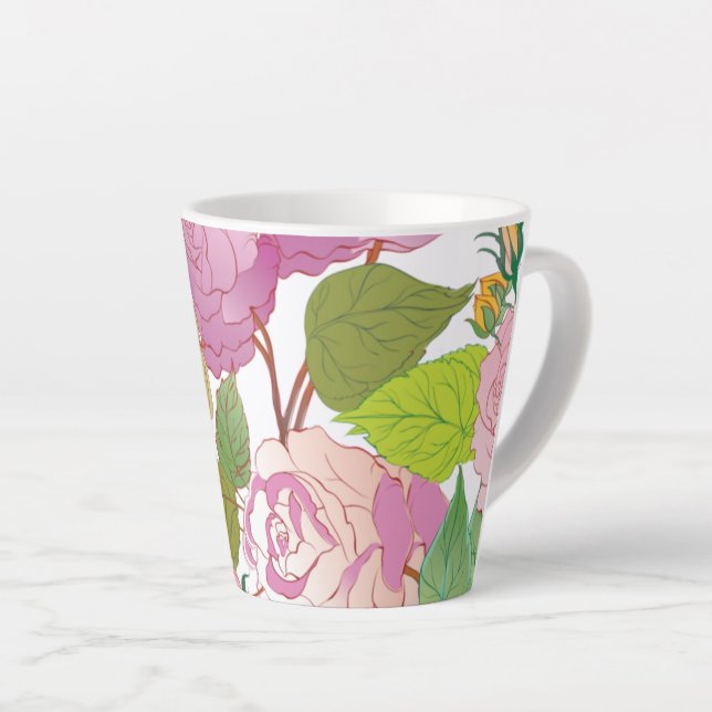 Caneca De Café Latte Rosas 17 (Ângulo direito)