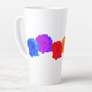 Caneca De Café Latte Rosas arco-íris