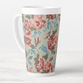 Caneca De Café Latte Rosas & Campainhas