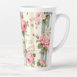 Caneca De Café Latte Rosas Chique Vintage
