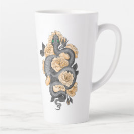 Caneca De Café Latte rosas cobra e amarelas