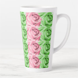 Caneca De Café Latte Rosas cor-de-rosa e verde Lata