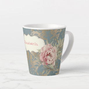 Caneca De Café Latte Rosas de máscara Dourada Elegante Chic