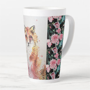 Caneca De Café Latte Rosas De Raposa Vermelha Cúbica Latte