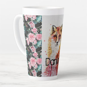 Caneca De Café Latte Rosas De Raposa Vermelha Cúbica Latte
