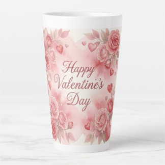 Caneca De Café Latte Rosas do Dia dos Namorados