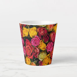 Caneca De Café Latte Rosas Flores