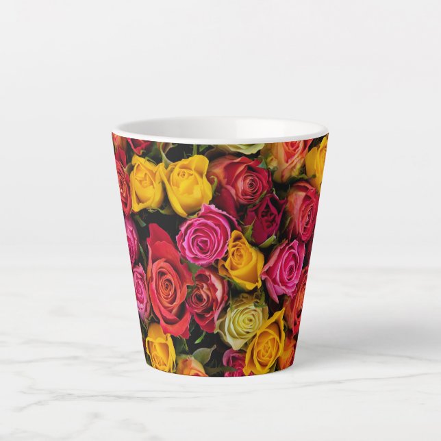 Caneca De Café Latte Rosas Flores   (Frente)