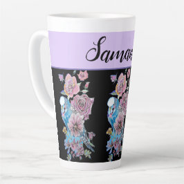 Caneca De Café Latte Rosas Ouro Lavanda Púrpura Pintura Pintura