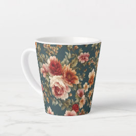 Caneca De Café Latte Rosas românticas refinados e flores lindas