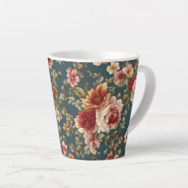 Caneca De Café Latte Rosas românticas refinados e flores lindas