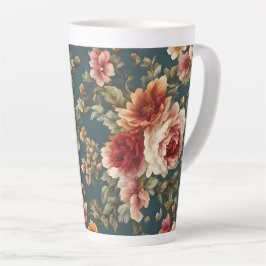 Caneca De Café Latte Rosas românticas refinados e flores lindas