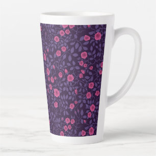Caneca De Café Latte Rosas selvagens a rosa e roxo