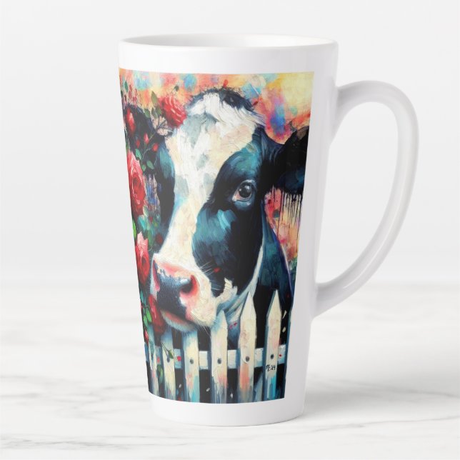 Caneca De Café Latte Rosas vermelhas de vedação de galinha Holstein (Direita)