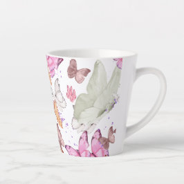 Caneca De Café Latte rose gold butterfly