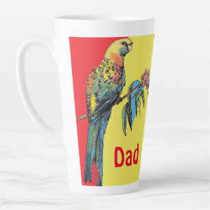 Caneca De Café Latte Rosella Parrot Watercolor Pai Padre Coffee M