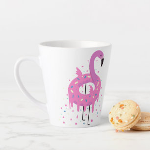 Caneca De Café Latte Rosquinha Flamingo Engraçado