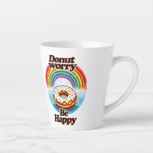 Caneca De Café Latte Rosquinha Preocupada Ser Feliz Rosquinha Amantes E