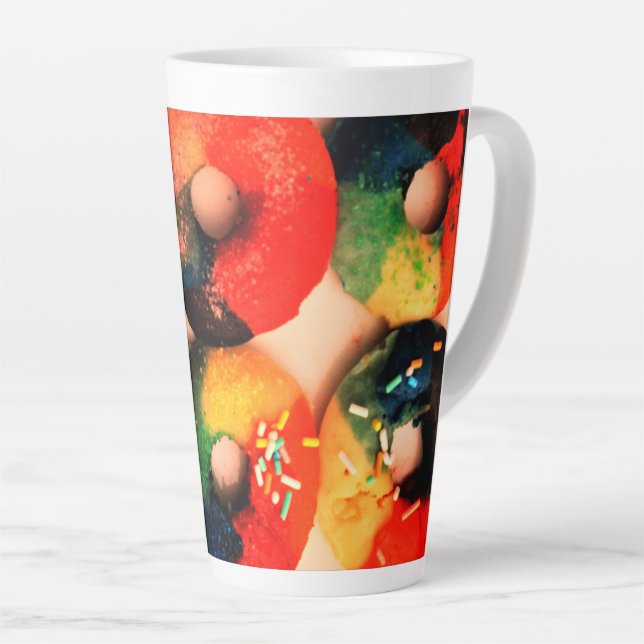 Caneca De Café Latte Rosquinhas arco-íris (Ângulo direito)