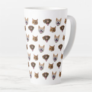 Caneca De Café Latte Rosto de Cachorro Personalizado, Gato de Cachorro,