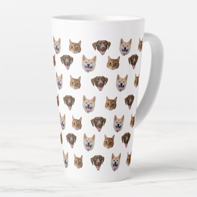 Caneca De Café Latte Rosto de Cachorro Personalizado, Gato de Cachorro, (Ângulo direito)