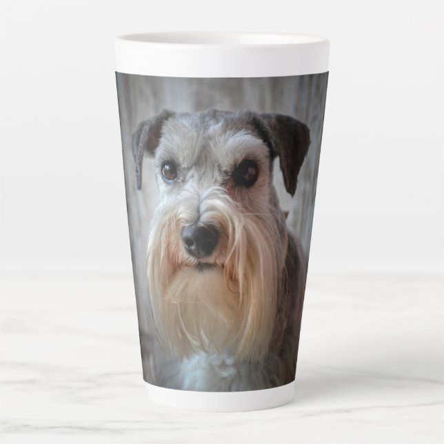 Caneca De Café Latte Rosto de Cachorro Schnauzer (Frente)