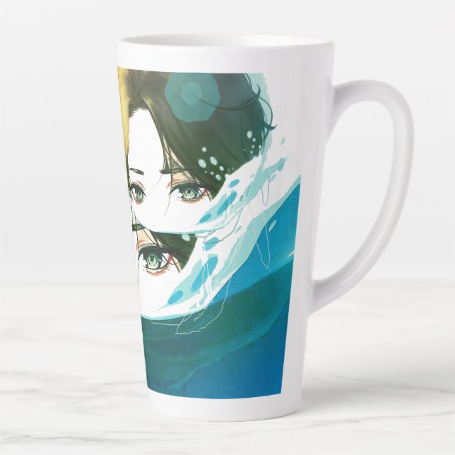 Caneca De Café Latte rosto de mulheres abstratas (Direita)