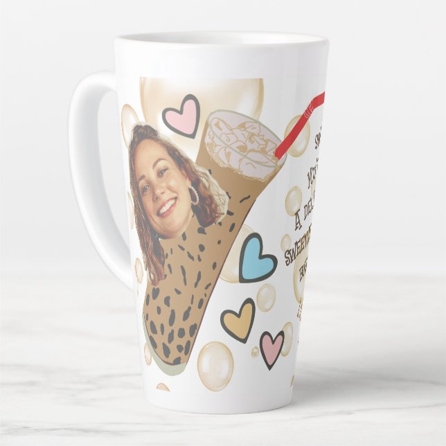 Caneca De Café Latte Rosto Engraçado | Você é minha foto de Boba (Ângulo esquerdo)