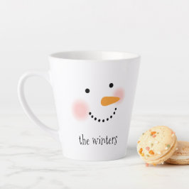 Caneca De Café Latte Rosto Feliz de Boneco de Neve Nome Personalizado d