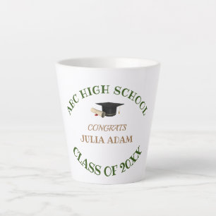 Caneca De Café Latte Roteiro de celebração de formatura no ensino médio