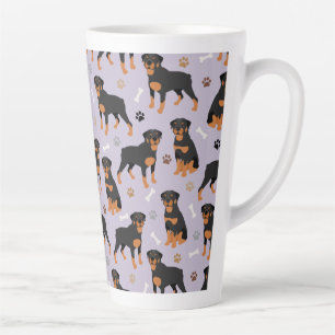 Caneca De Café Latte Rottweiler Cães Ossos e Patas Latino