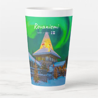 Caneca De Café Latte Rovaniemi, Finlândia - Grande Aurora Mágica